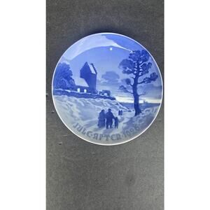 Vintage Bing & Grondahl Christmas Plate Juleaften 1926 Blue Porcelain Denmark